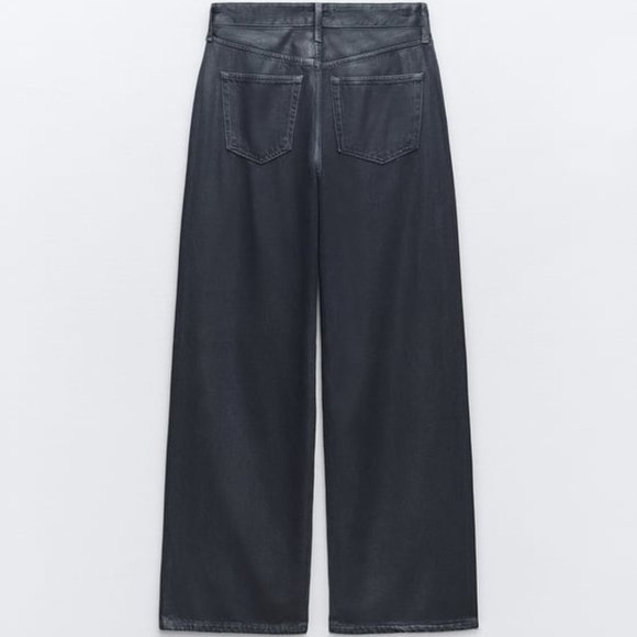 ZARA MID RISE LOOSE FIT FOIL JEANS - Picture 4 of 10